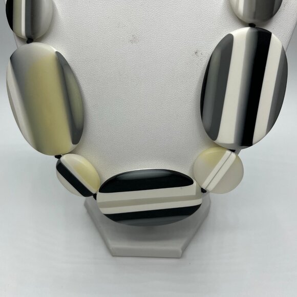 Fanny Fouks (Paris) Black Gray and White Statement Necklace JP229 - Picture 3 of 5